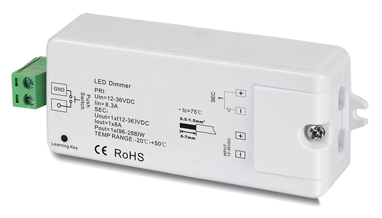 Controlador DIM 12-36Vdc 1x96W (12Vdc) Push Dim / RF